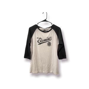 Element Womens Three Quarter Sleeve Tshirt White And Grey New